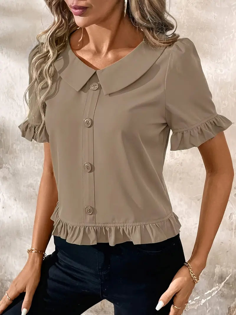 Wilhelmina - Blusa casual con cuello en V para mujer