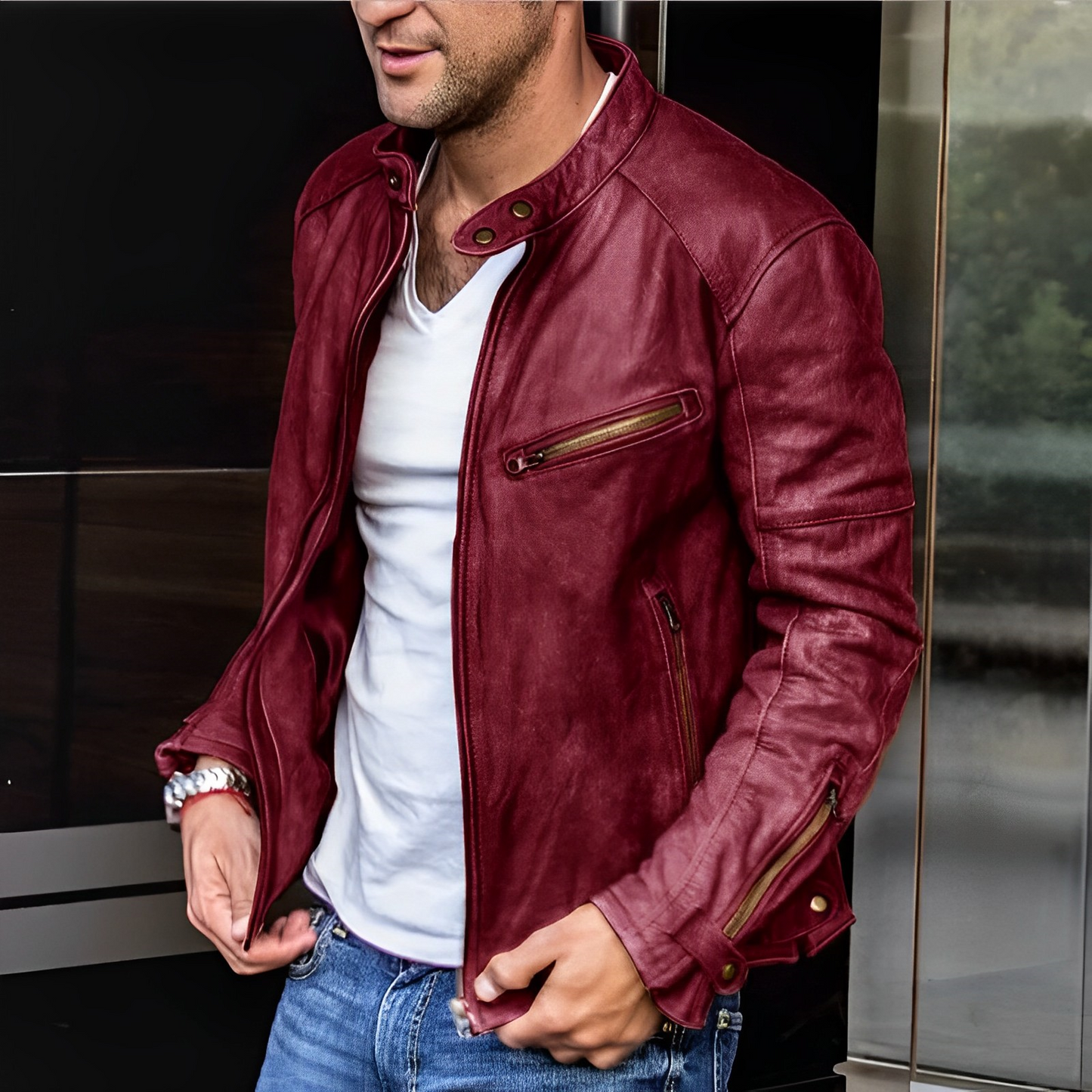 Dalton - Chaqueta de Cuero Elegancia Todo el Año