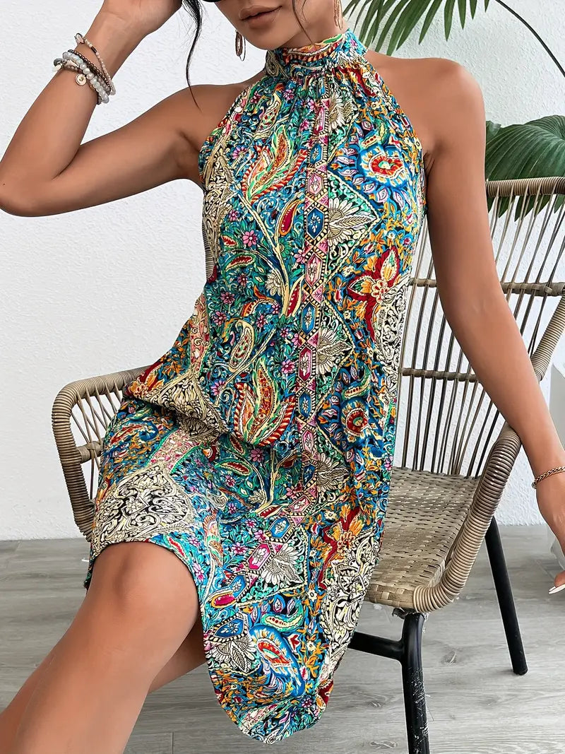 Leola - Vestido halter con estampado geométrico