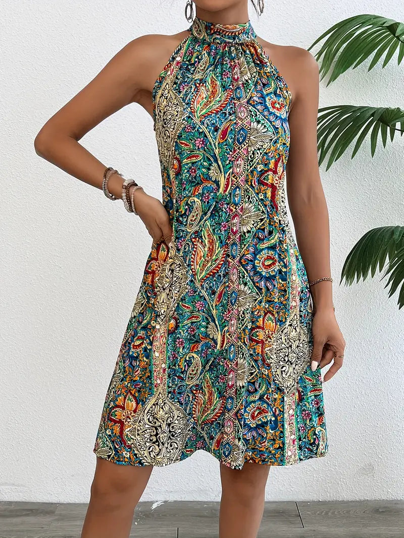 Leola - Vestido halter con estampado geométrico