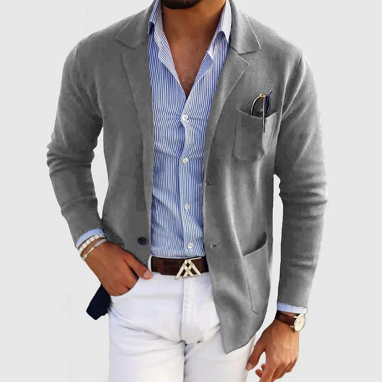 Elegante blazer para hombre con bolsillos casuales con botones y cuello con solapa – Nico