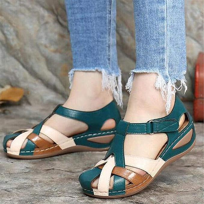 Marta - Sandalias retro de punta redonda para mujer