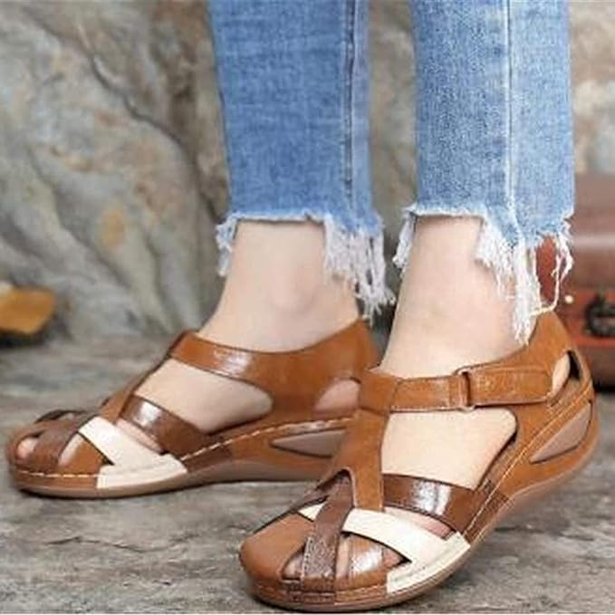 Marta - Sandalias retro de punta redonda para mujer