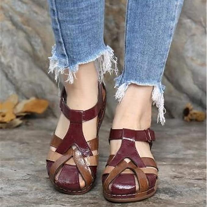 Marta - Sandalias retro de punta redonda para mujer