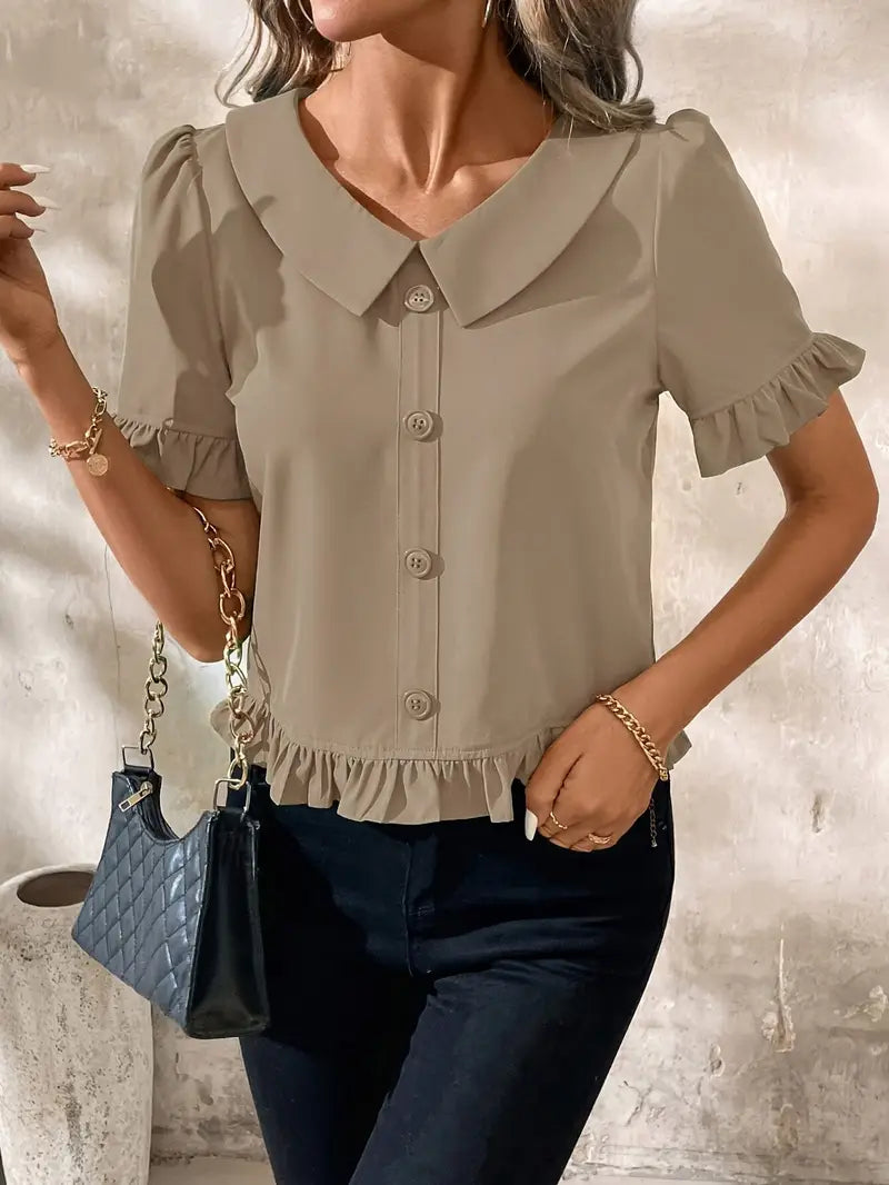 Wilhelmina - Blusa casual con cuello en V para mujer