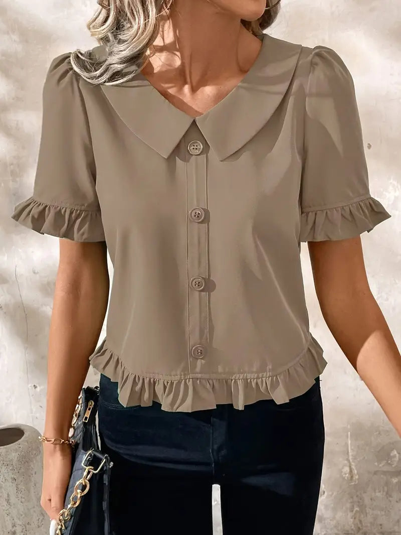 Wilhelmina - Blusa casual con cuello en V para mujer