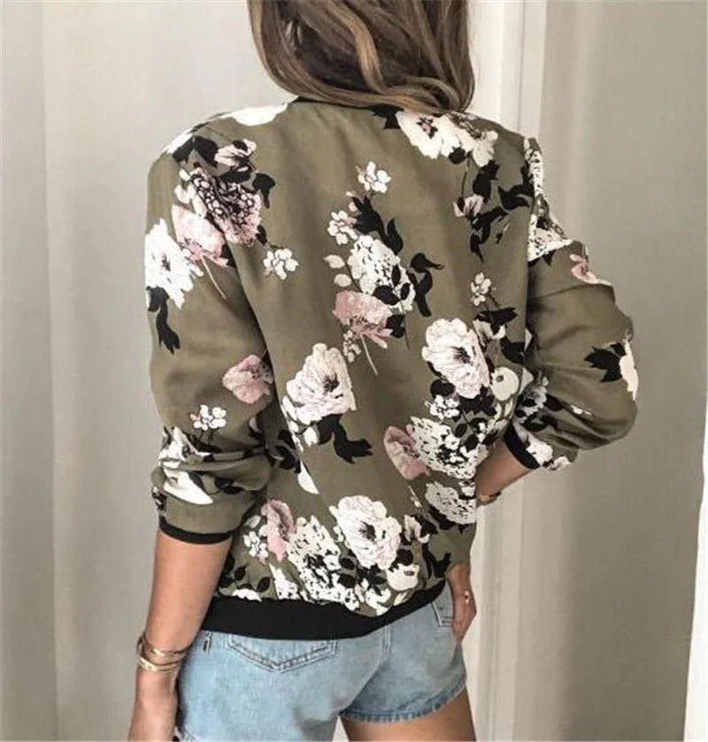 Zephy - Cazadora bomber con cremallera floral