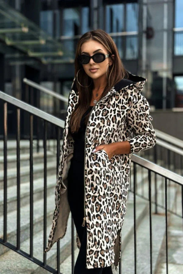 Hazel - Gabardina con estampado de leopardo