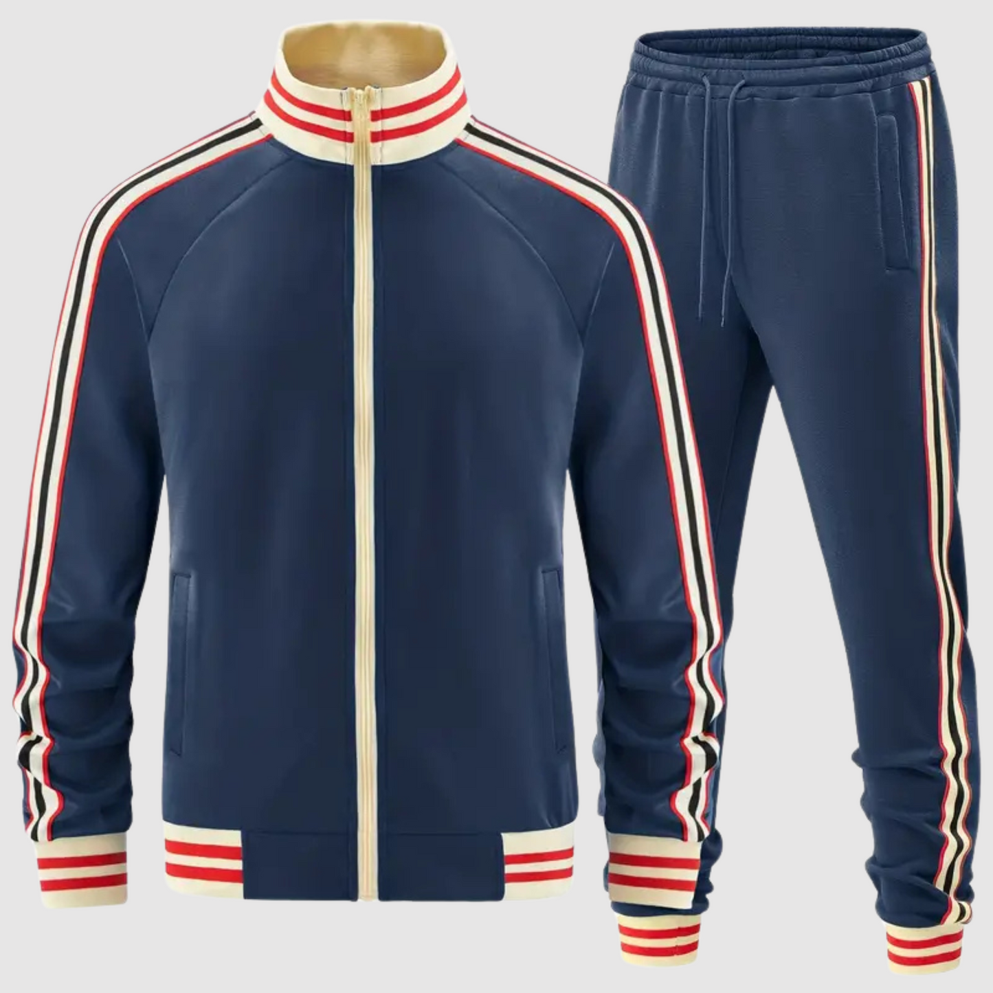 Conjunto de chándal y pantalón deportivo de rayas para hombre